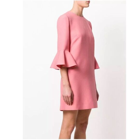 VALENTINO Pink Crêpe Couture Bell Sleeve Dress Sz 6 Like New - Picture 5 of 12